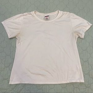 Patagonia White Capiline Cropped Base-Layer Tee — size S